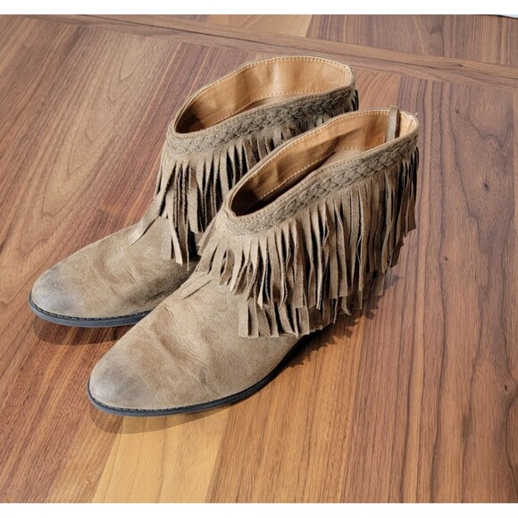 Altar'd State Free Spirit Fringe Women's Size 8 Ankle Booties Brown Tan - Picture 1 of 8